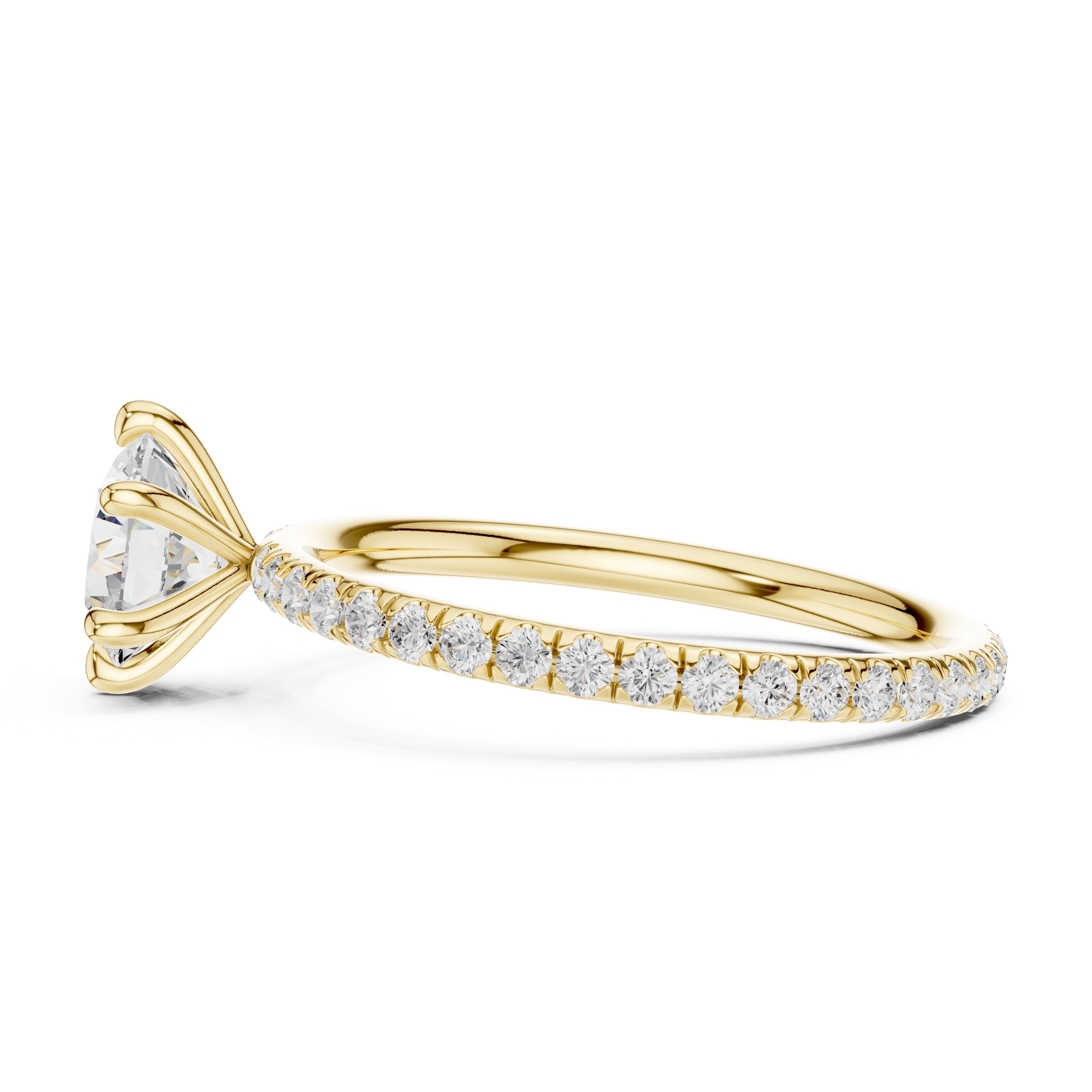 1.00 ct Classic Pavé Solitaire 1ct Yellow Gold Round