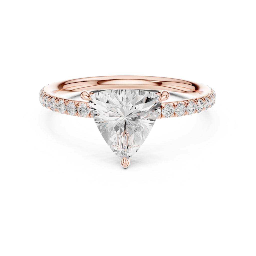 1.00 ct Classic Pavé Solitaire 1ct Rose Gold Trillion