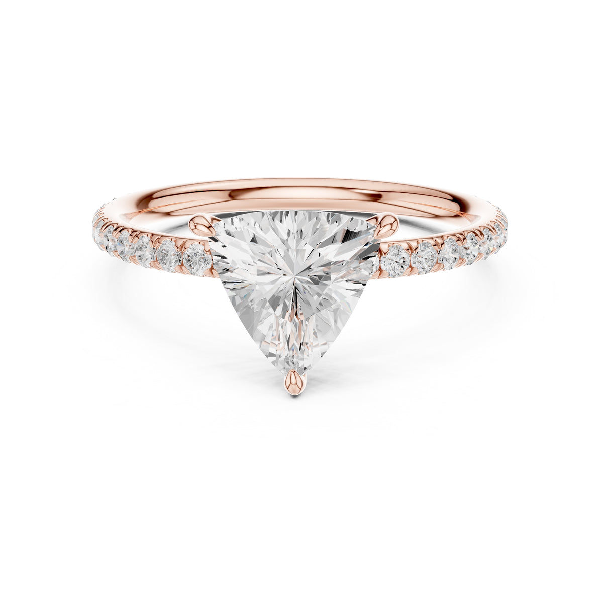 1.00 ct Classic Pavé Solitaire 1ct Rose Gold Trillion