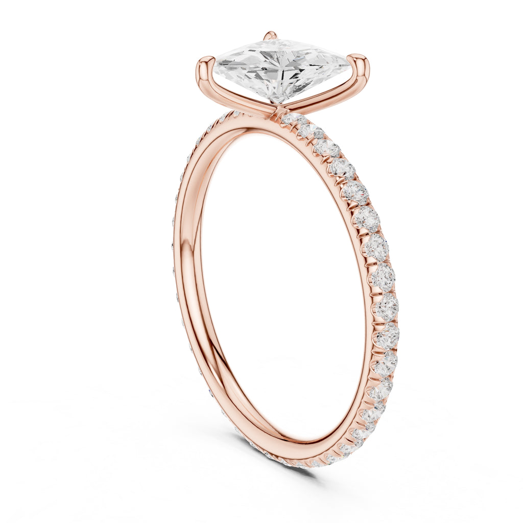 1.00 ct Classic Pavé Solitaire 1ct Rose Gold Trillion