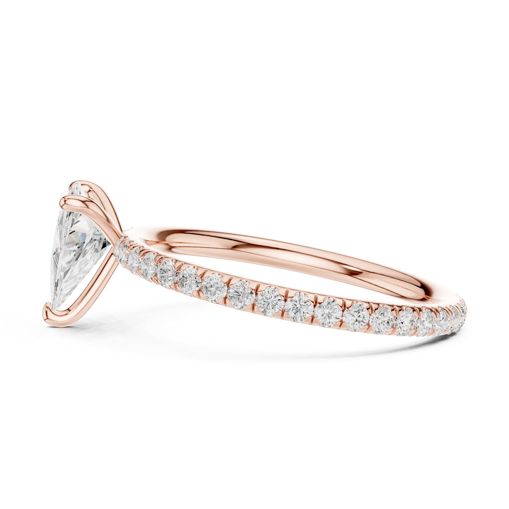 1.00 ct Classic Pavé Solitaire 1ct Rose Gold Trillion