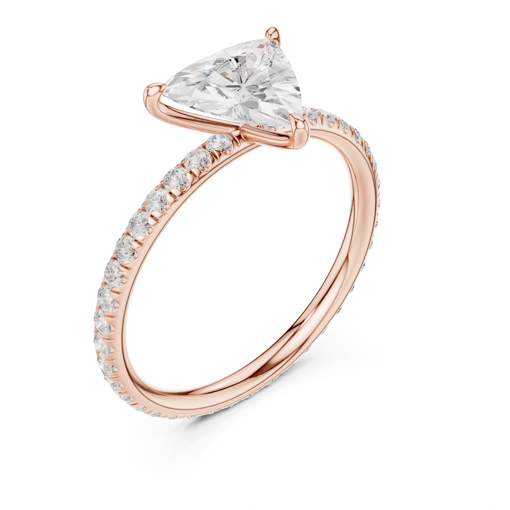 1.00 ct Classic Pavé Solitaire 1ct Rose Gold Trillion