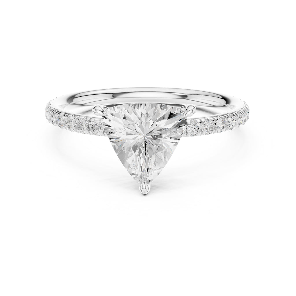 1.00 ct Classic Pavé Solitaire 1ct White Gold Trillion