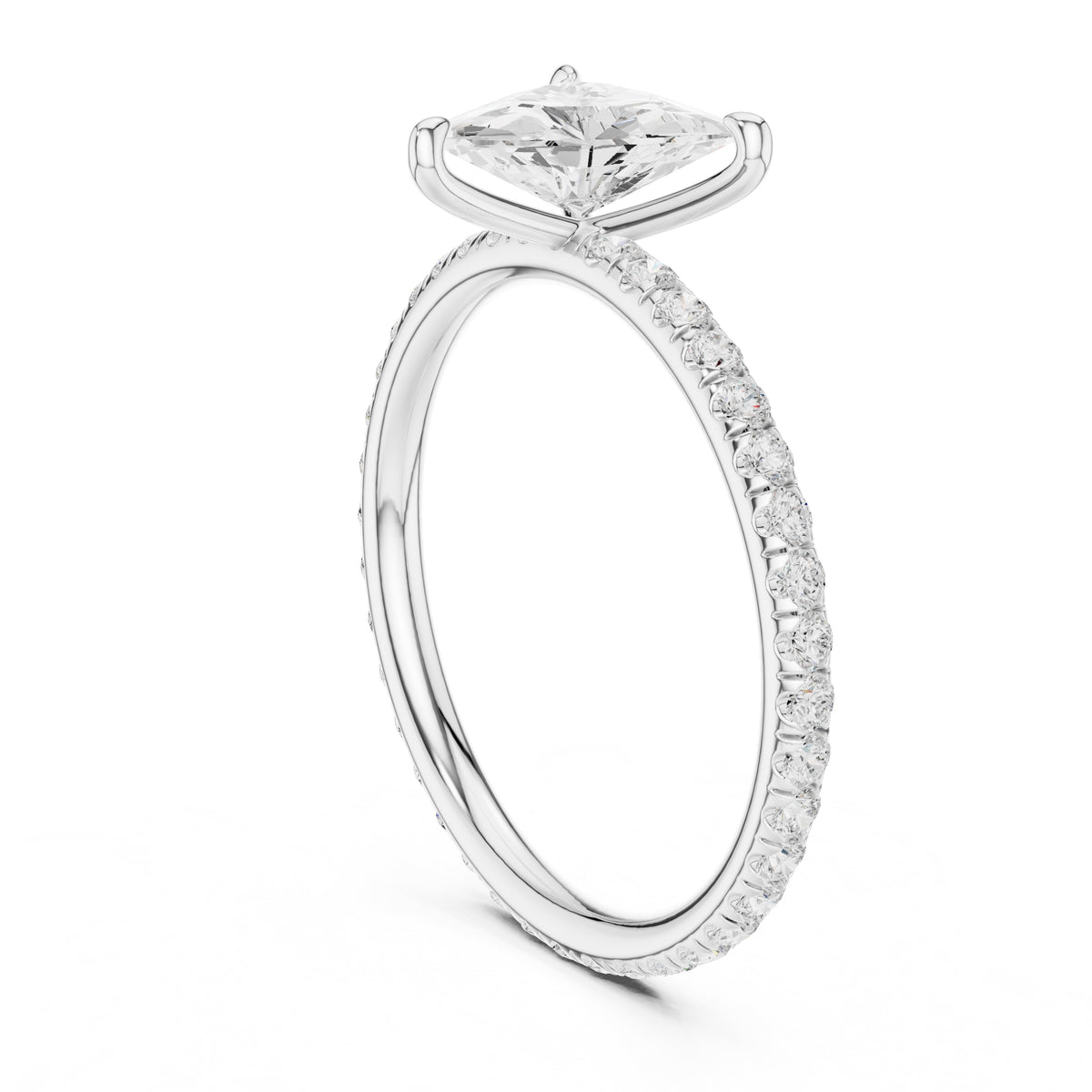 1.00 ct Classic Pavé Solitaire 1ct White Gold Trillion