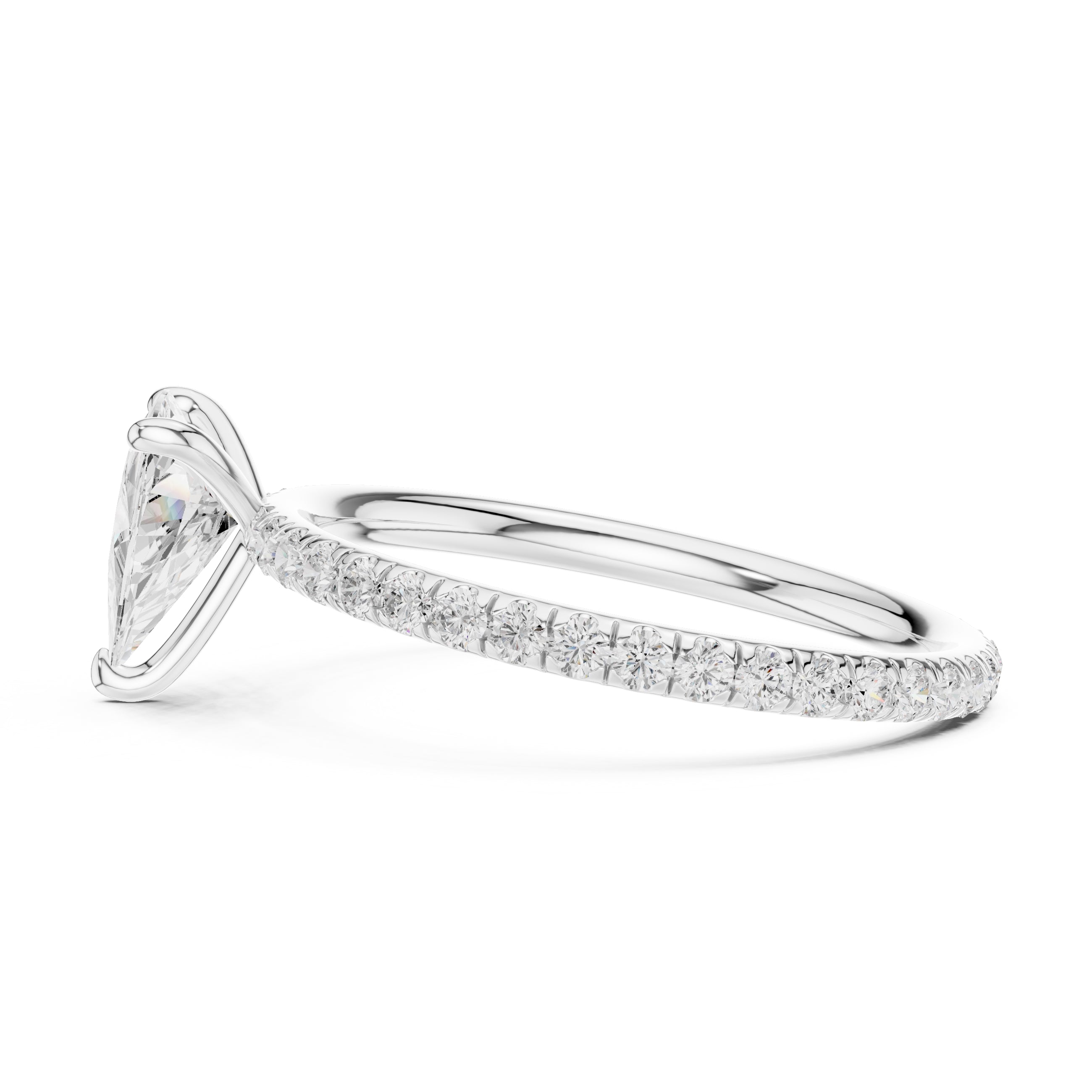 1.00 ct Classic Pavé Solitaire 1ct White Gold Trillion