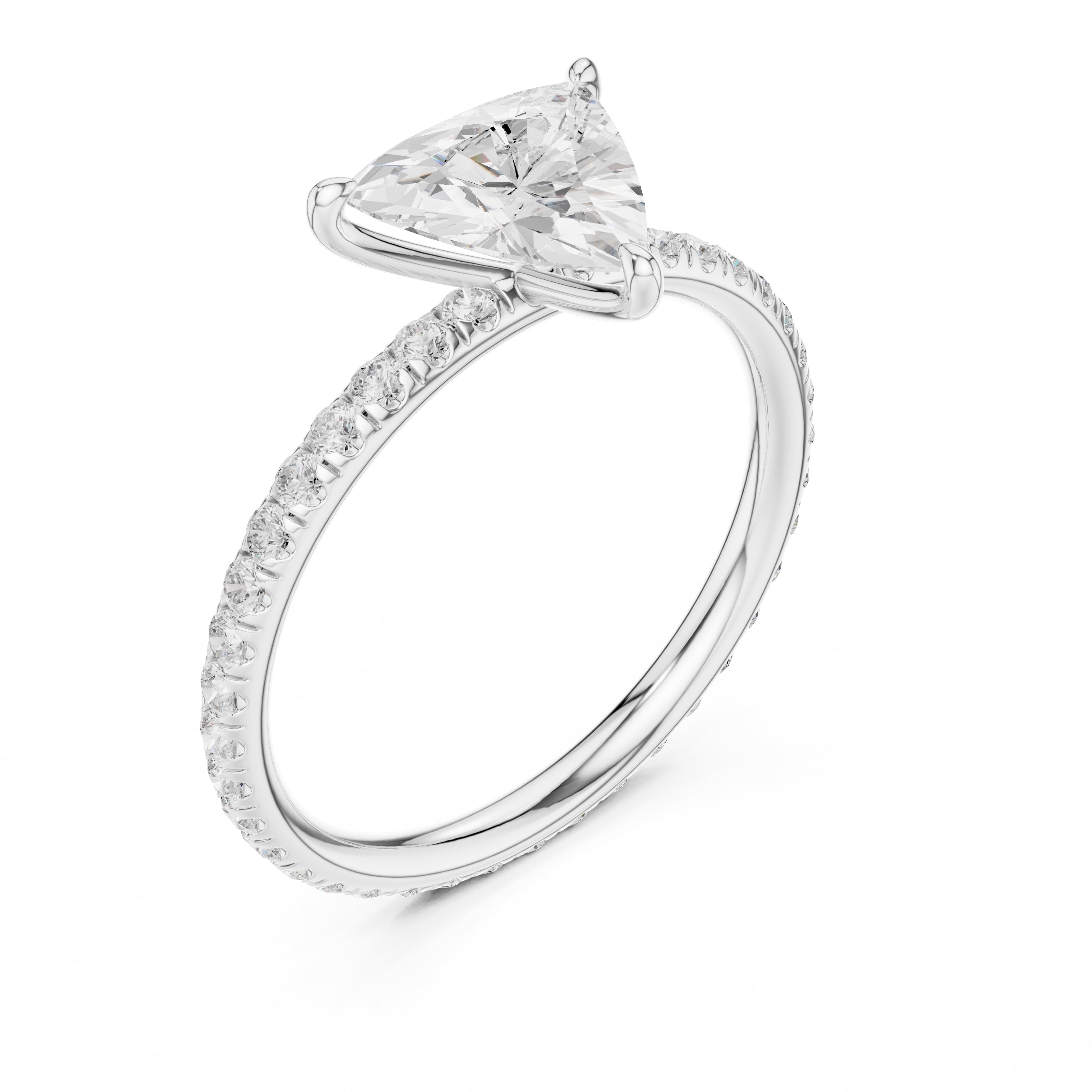 1.00 ct Classic Pavé Solitaire 1ct White Gold Trillion