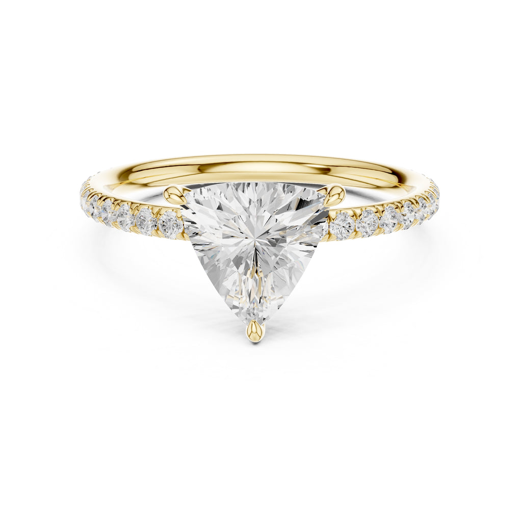 1.00 ct Classic Pavé Solitaire 1ct Yellow Gold Trillion