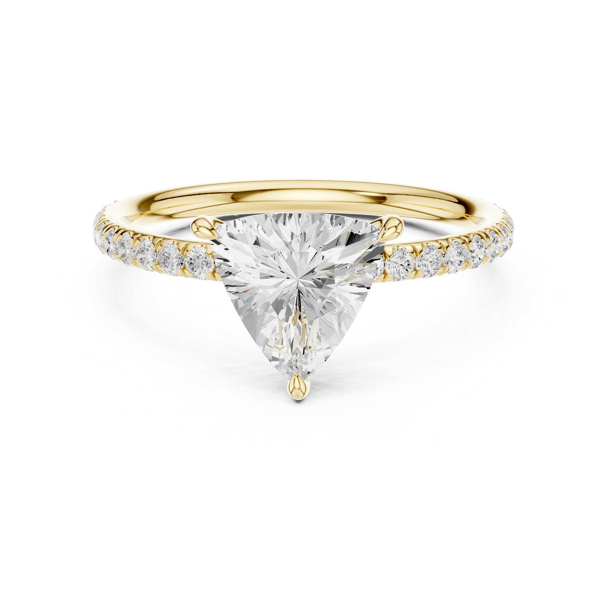 1.00 ct Classic Pavé Solitaire 1ct Yellow Gold Trillion