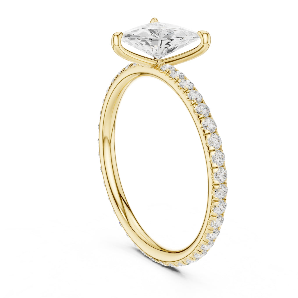 1.00 ct Classic Pavé Solitaire 1ct Yellow Gold Trillion