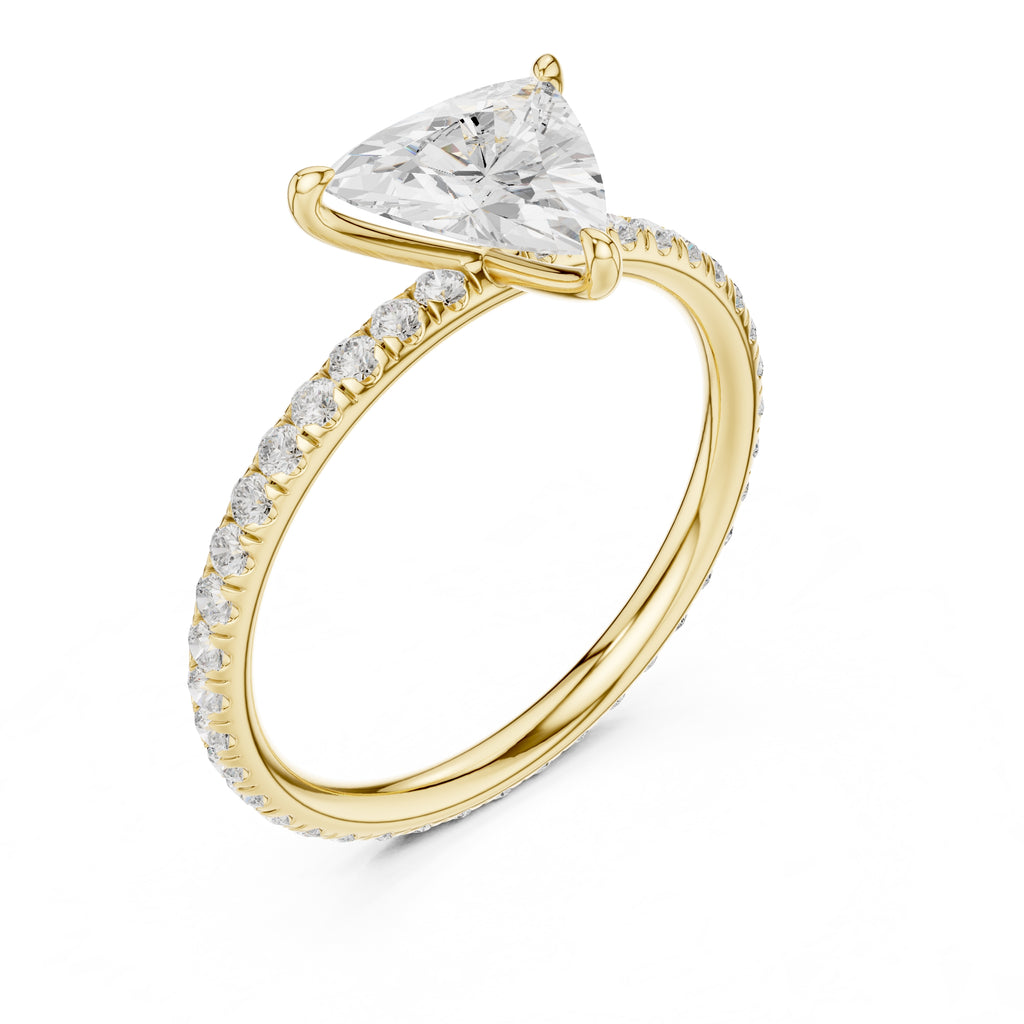1.00 ct Classic Pavé Solitaire 1ct Yellow Gold Trillion
