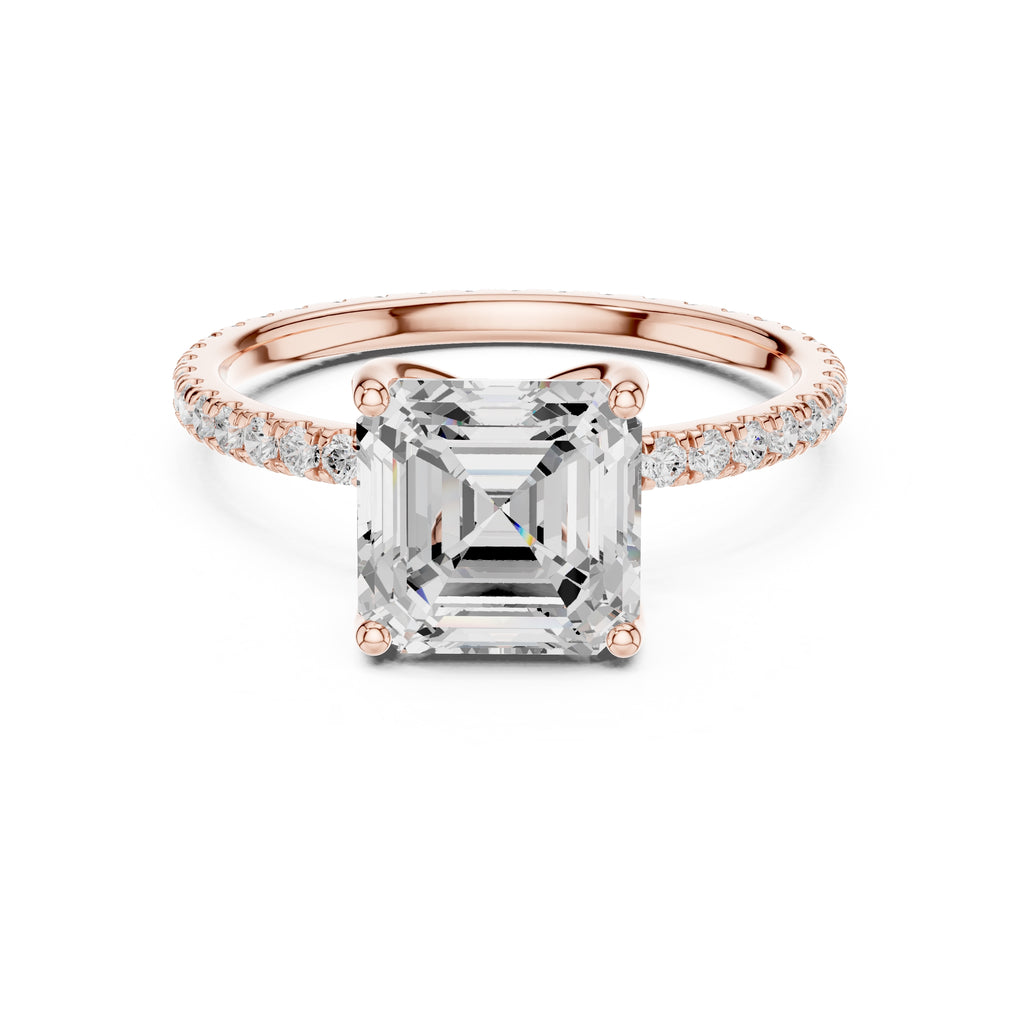 2.50 ct Petite Brilliance Ring 2.5ct Rose Gold Asscher