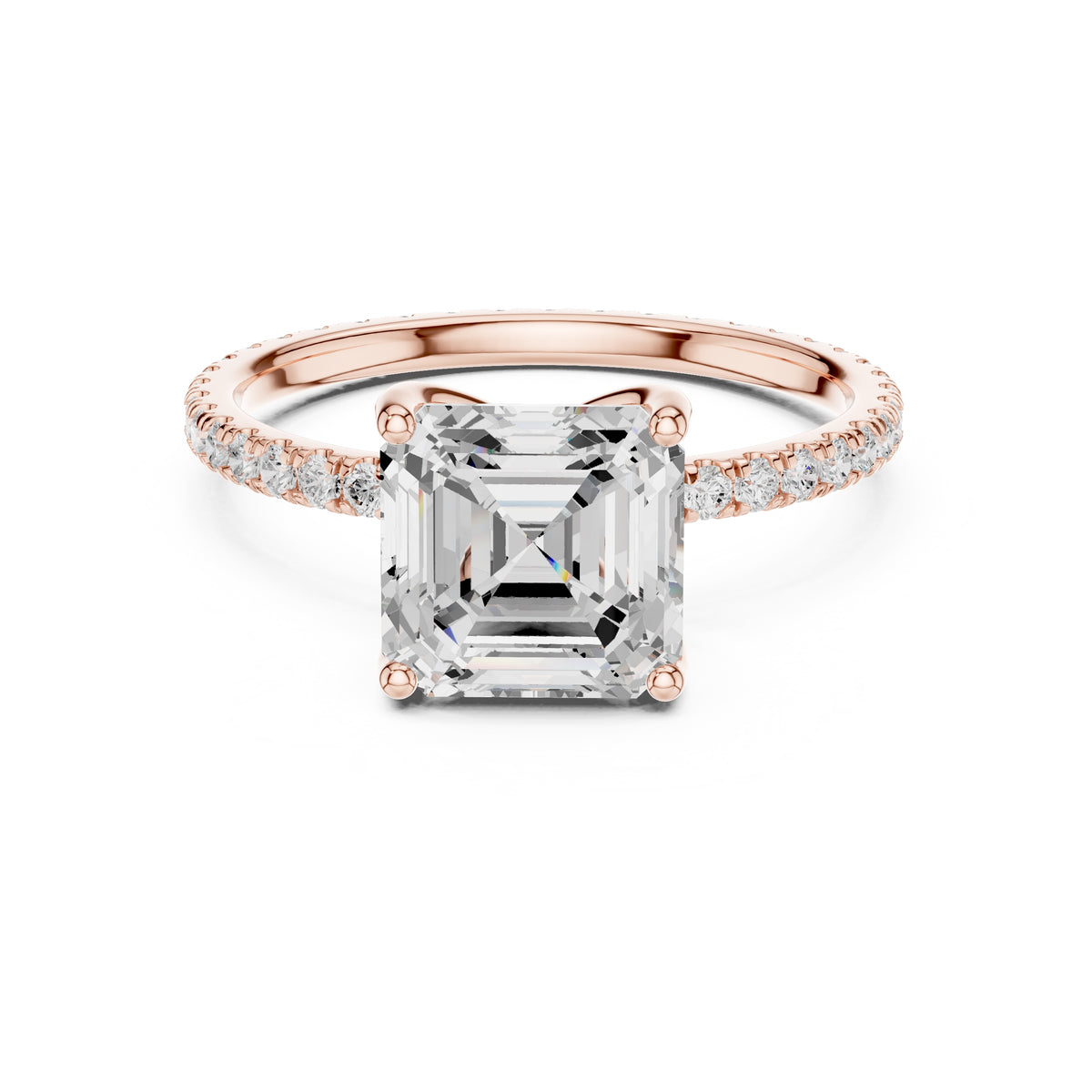 2.50 ct Petite Brilliance Ring 2.5ct Rose Gold Asscher