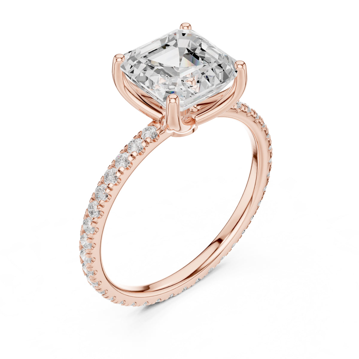 2.50 ct Petite Brilliance Ring 2.5ct Rose Gold Asscher
