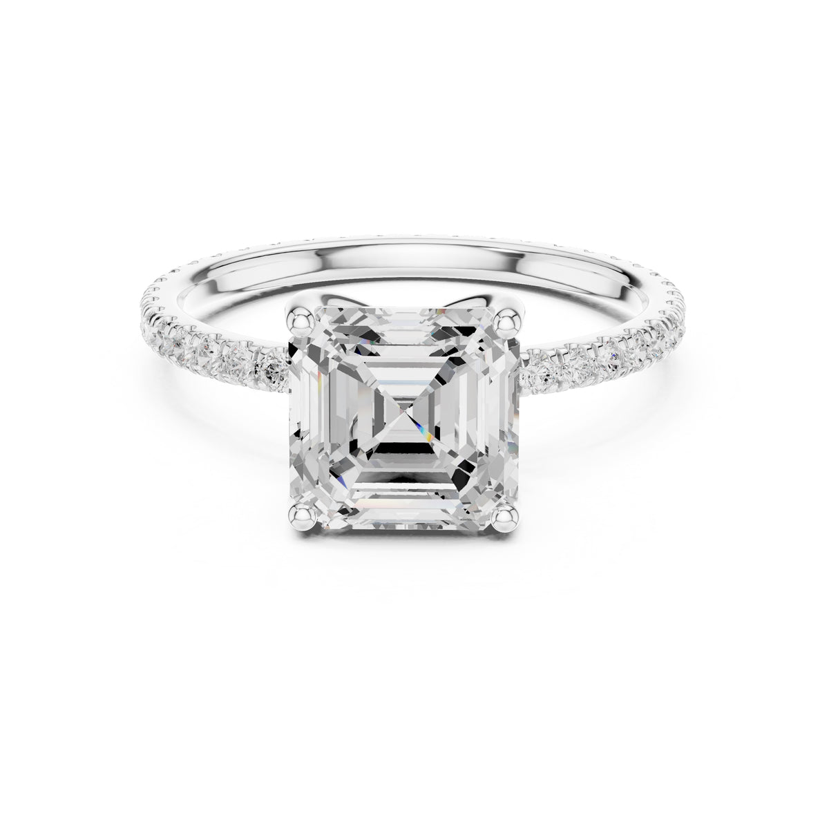 2.50 ct Petite Brilliance Ring 2.5ct White Gold Asscher