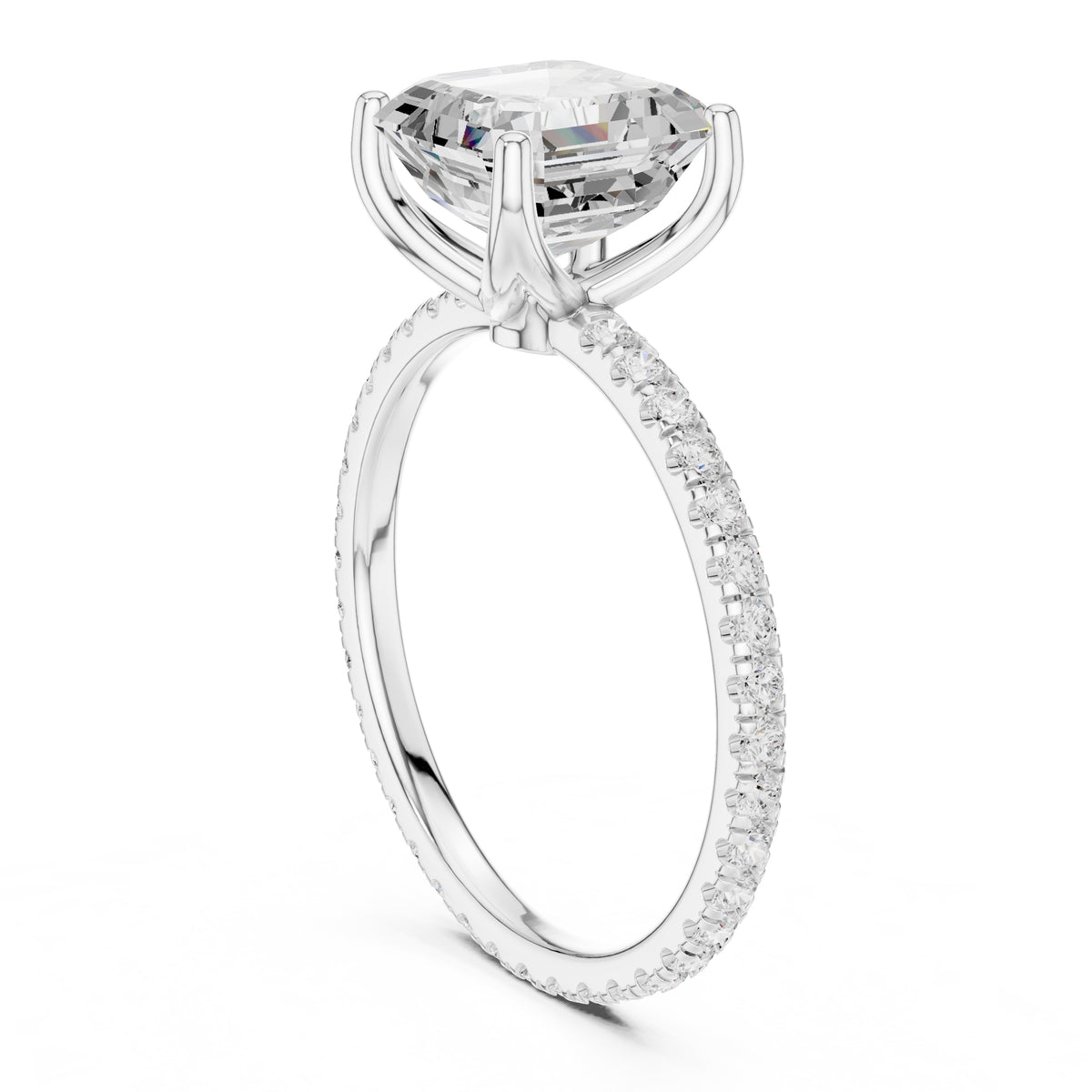 2.50 ct Petite Brilliance Ring 2.5ct White Gold Asscher