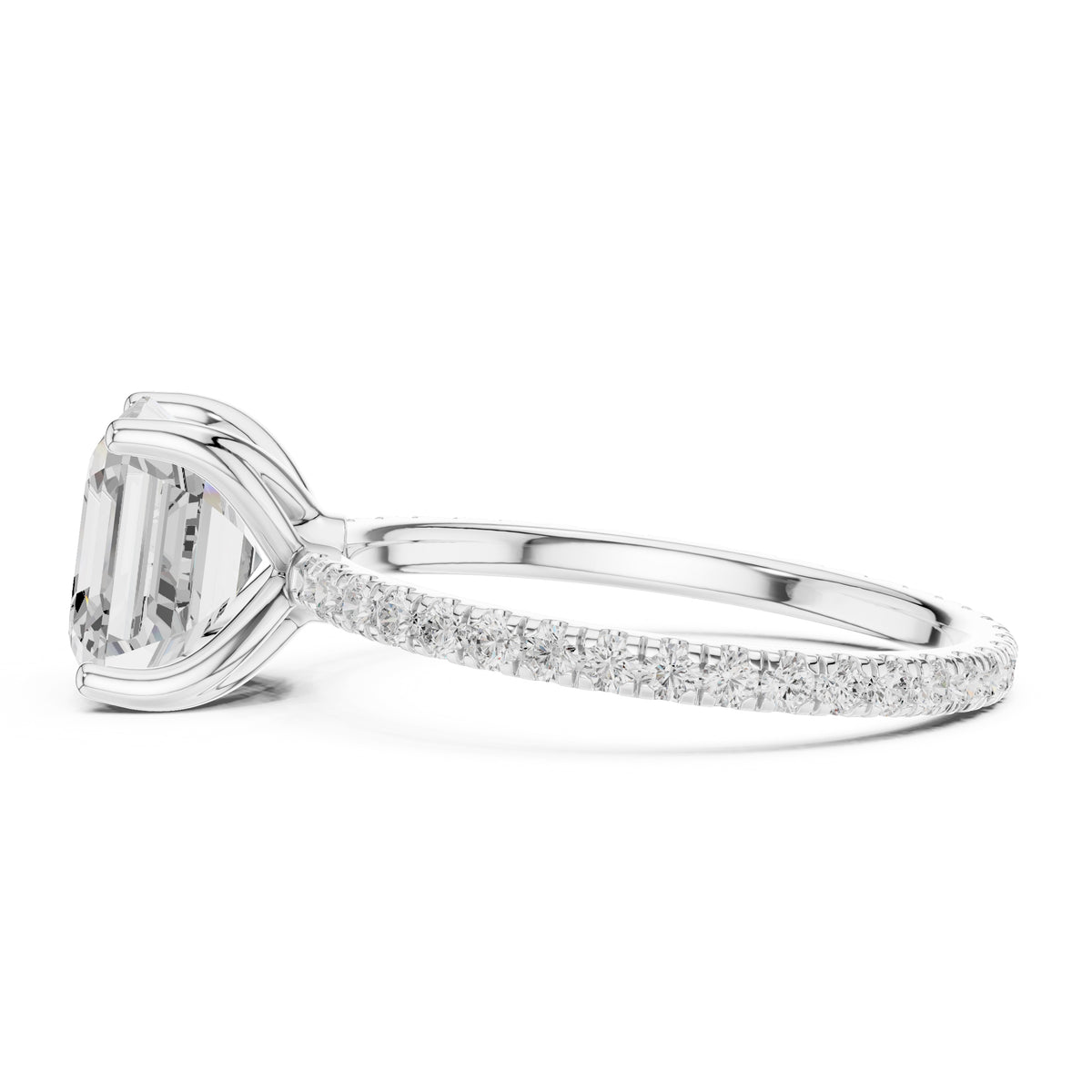 2.50 ct Petite Brilliance Ring 2.5ct White Gold Asscher