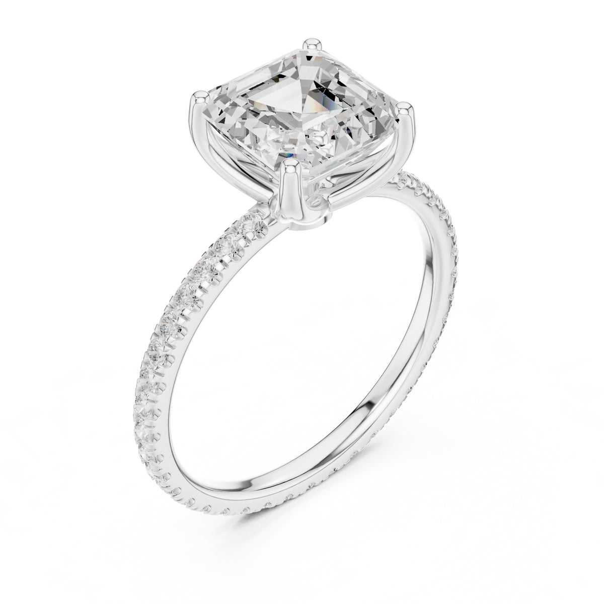 2.50 ct Petite Brilliance Ring 2.5ct White Gold Asscher