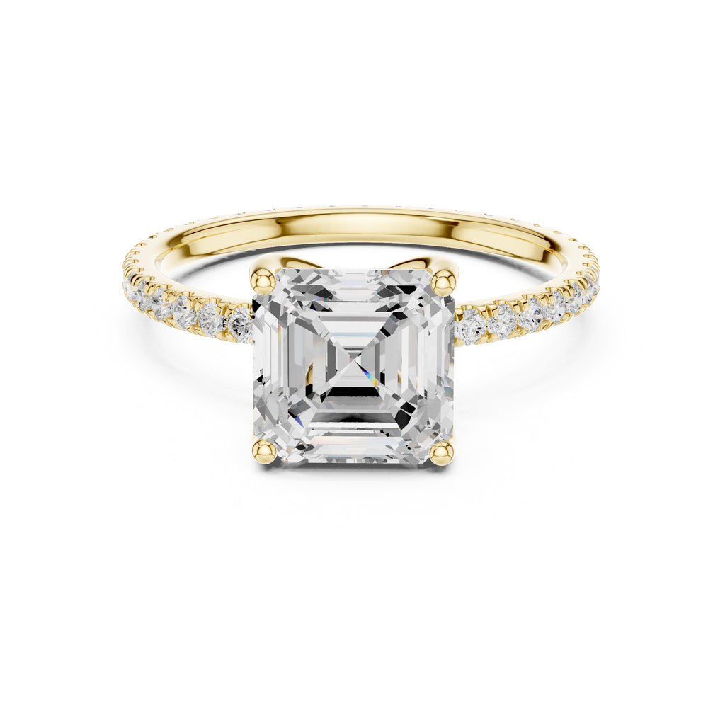 2.50 ct Petite Brilliance Ring 2.5ct Yellow Gold Asscher