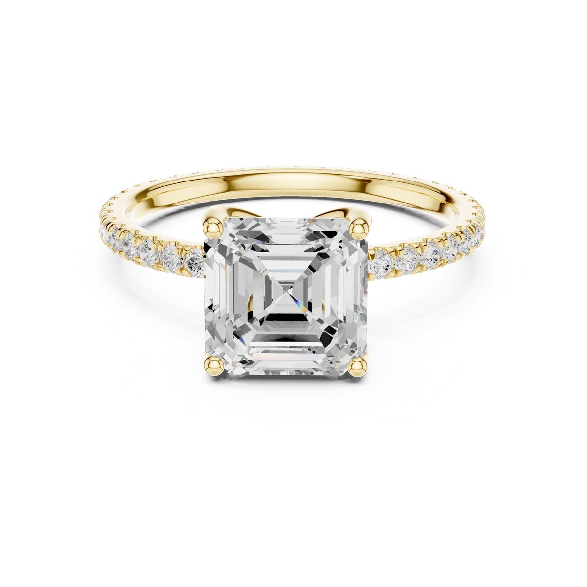 2.50 ct Petite Brilliance Ring 2.5ct Yellow Gold Asscher