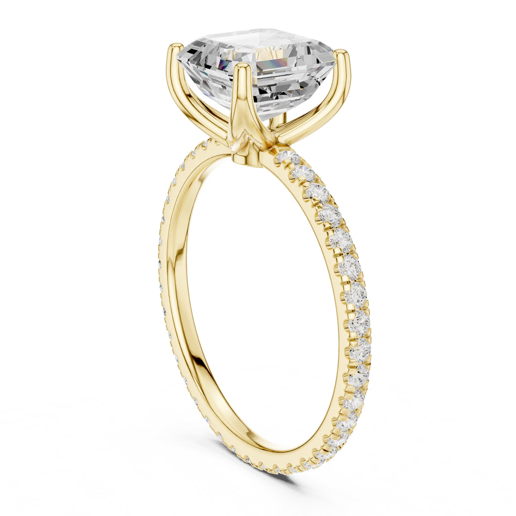 2.50 ct Petite Brilliance Ring 2.5ct Yellow Gold Asscher