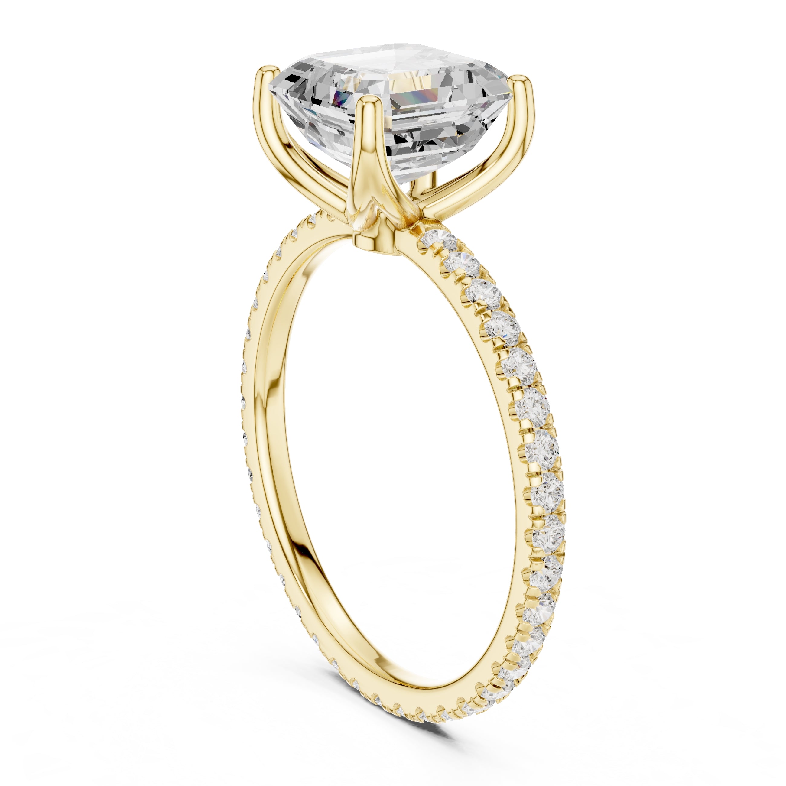2.50 ct Petite Brilliance Ring 2.5ct Yellow Gold Asscher