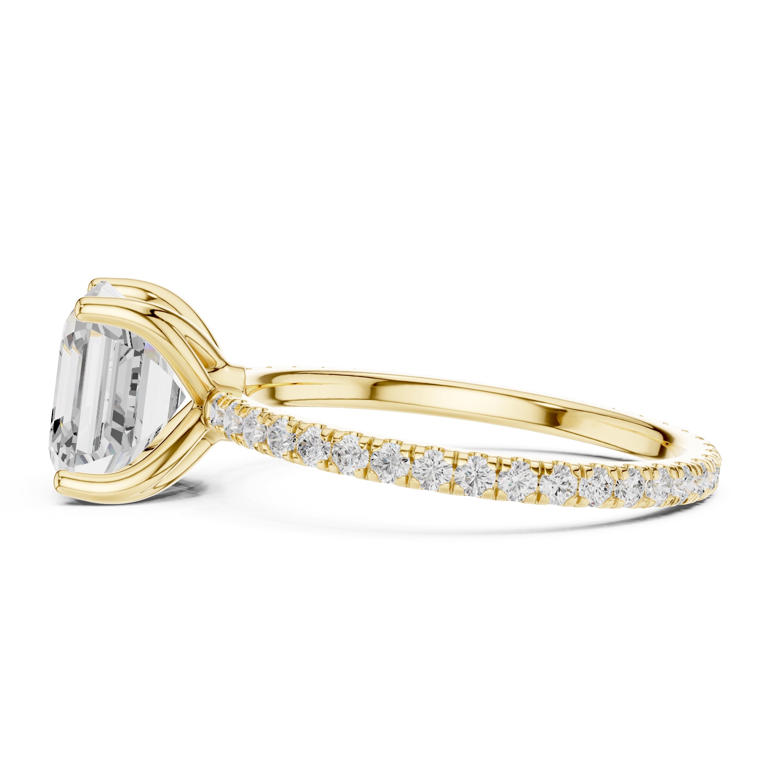 2.50 ct Petite Brilliance Ring 2.5ct Yellow Gold Asscher