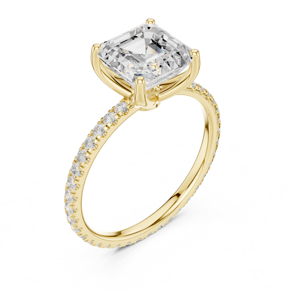 2.50 ct Petite Brilliance Ring 2.5ct Yellow Gold Asscher