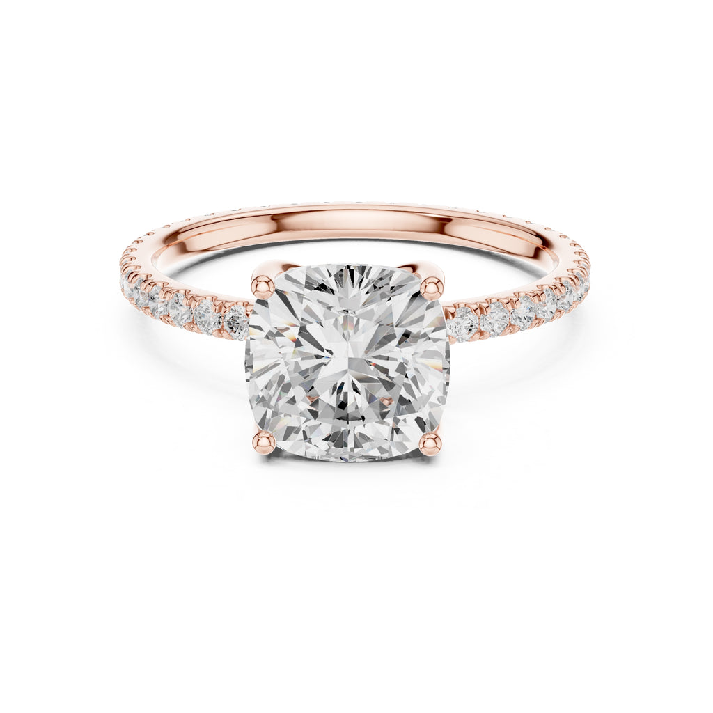 2.50 ct Petite Brilliance Ring 2.5ct Rose Gold Cushion