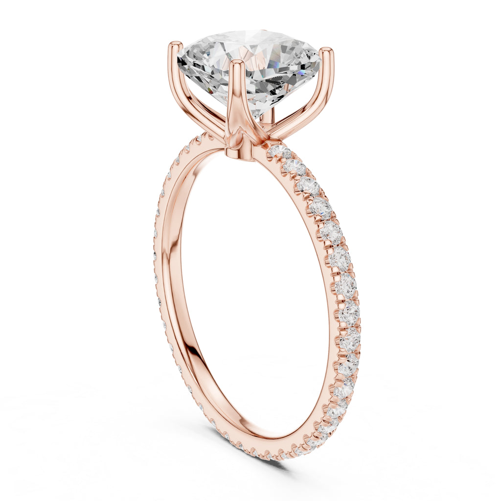 2.50 ct Petite Brilliance Ring 2.5ct Rose Gold Cushion