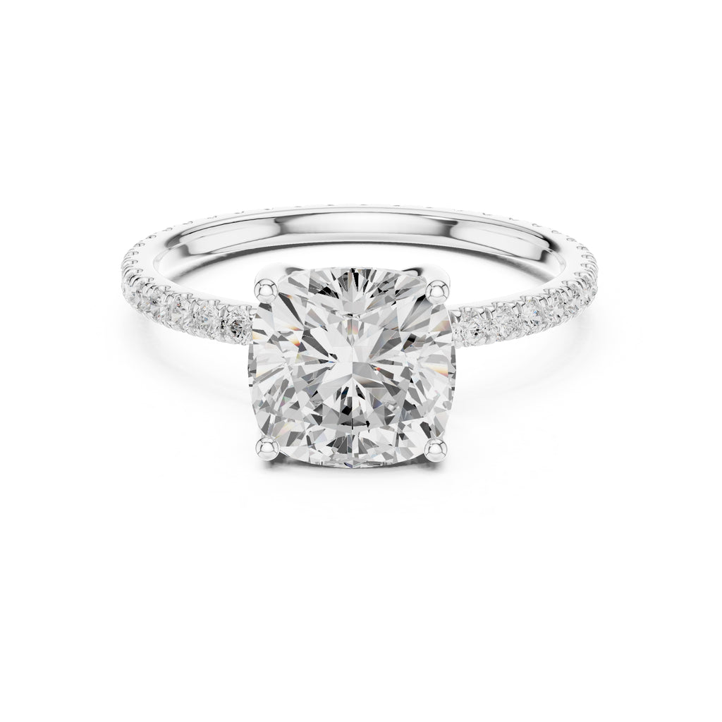 2.50 ct Petite Brilliance Ring 2.5ct White Gold Cushion