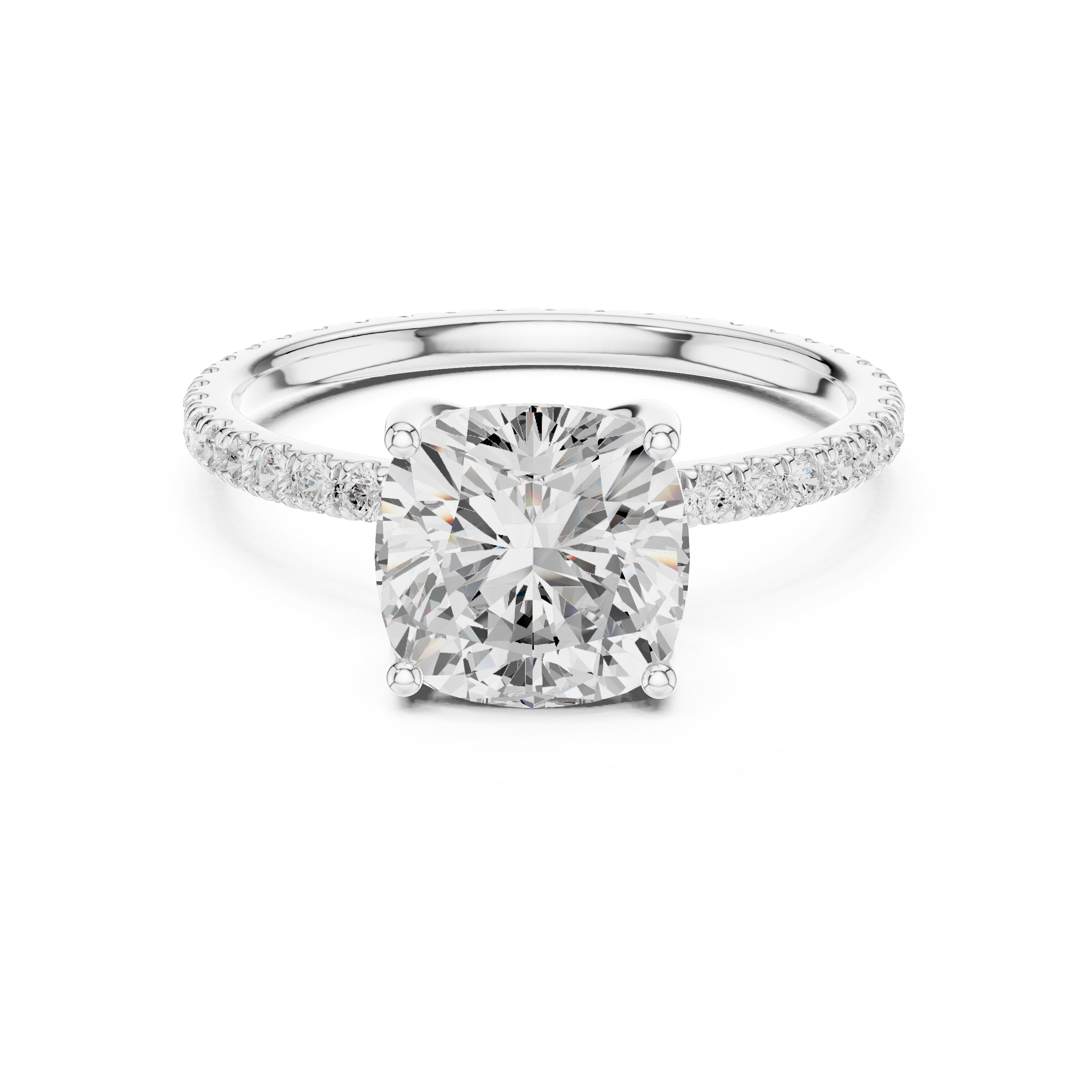2.50 ct Petite Brilliance Ring 2.5ct White Gold Cushion