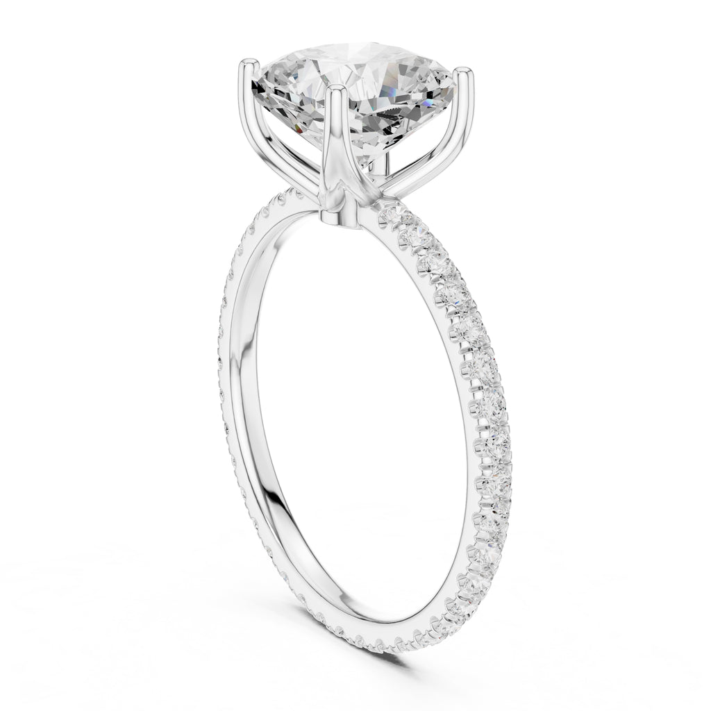 2.50 ct Petite Brilliance Ring 2.5ct White Gold Cushion