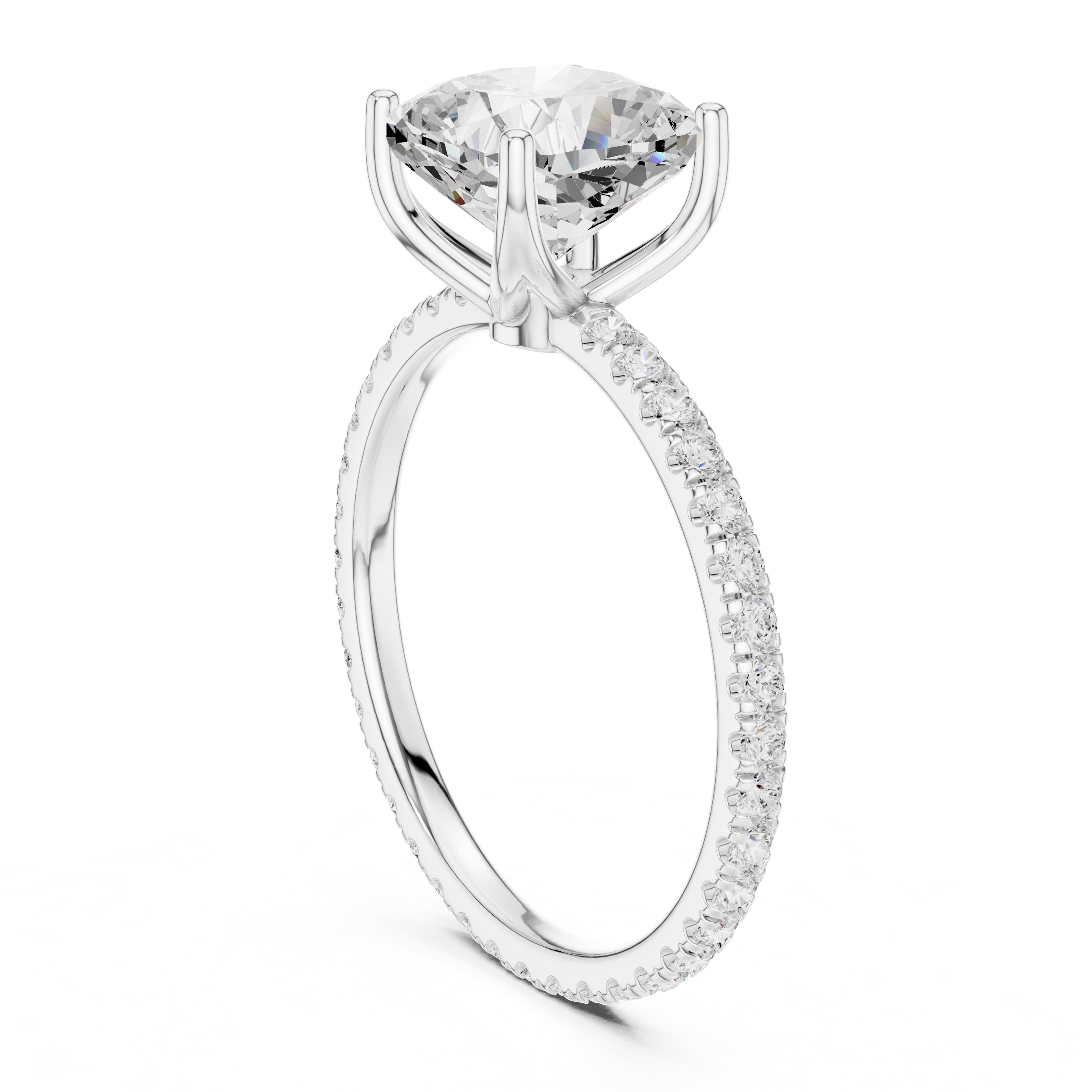 2.50 ct Petite Brilliance Ring 2.5ct White Gold Cushion
