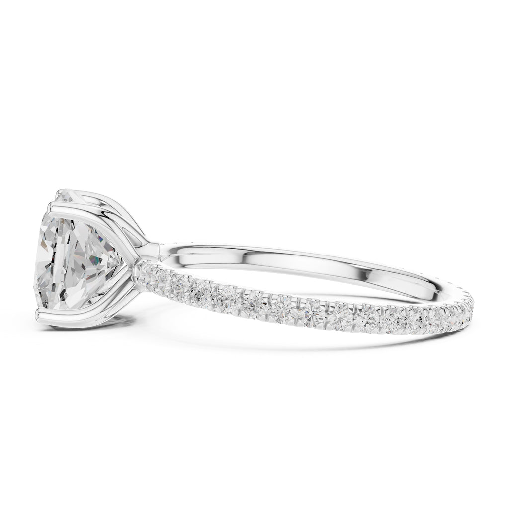 2.50 ct Petite Brilliance Ring 2.5ct White Gold Cushion