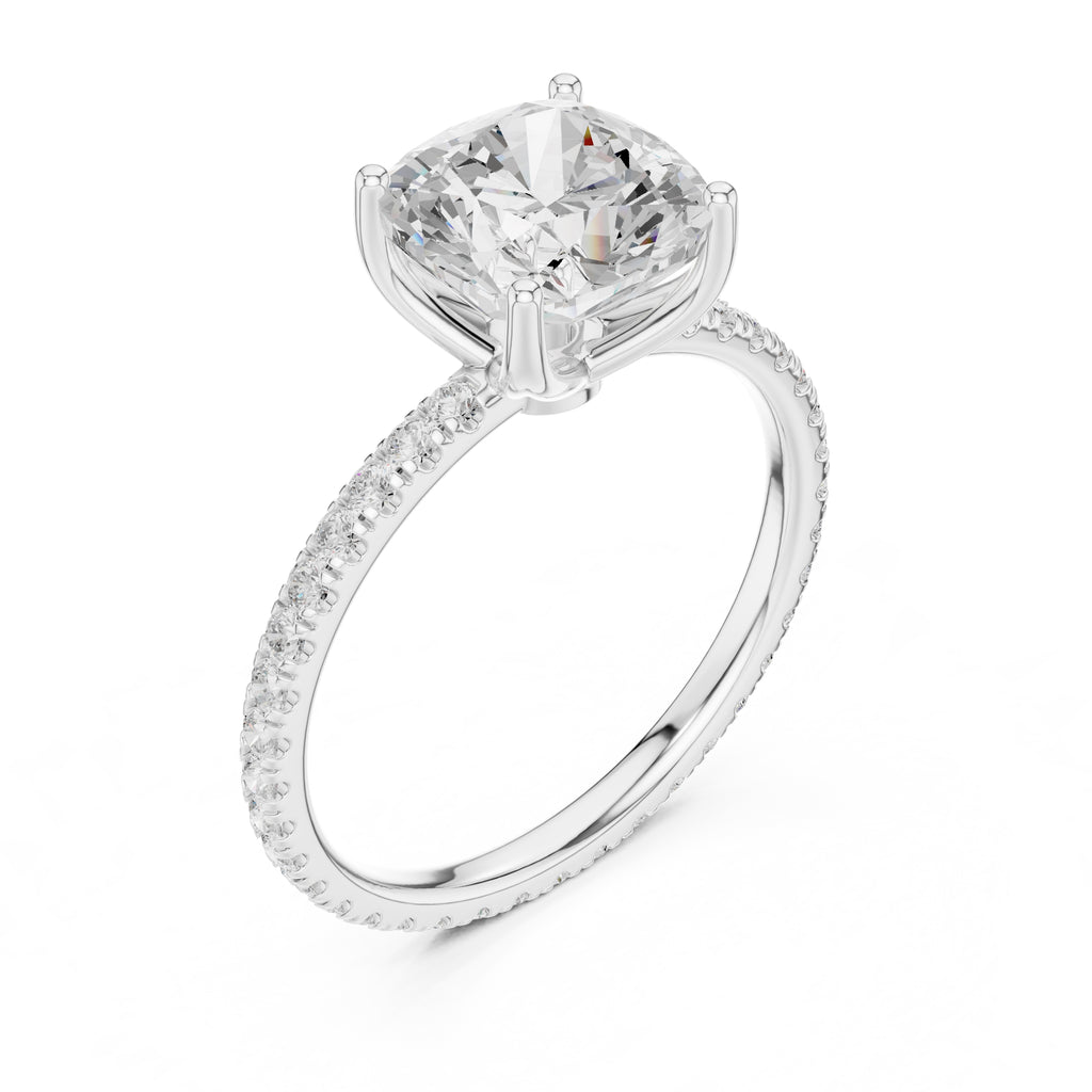 2.50 ct Petite Brilliance Ring 2.5ct White Gold Cushion