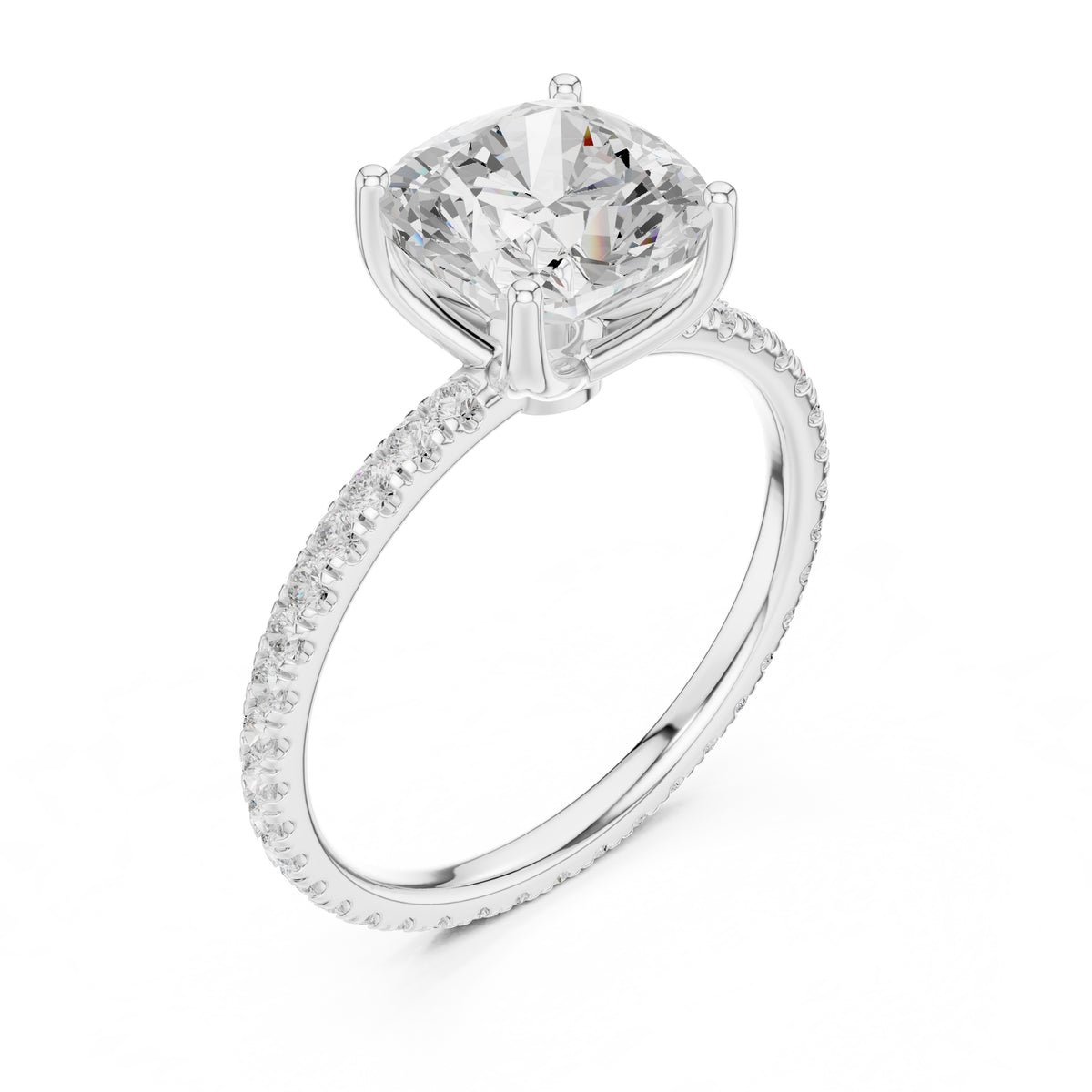 2.50 ct Petite Brilliance Ring 2.5ct White Gold Cushion
