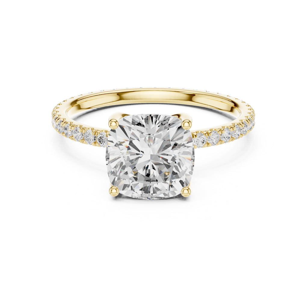 2.50 ct Petite Brilliance Ring 2.5ct Yellow Gold Cushion