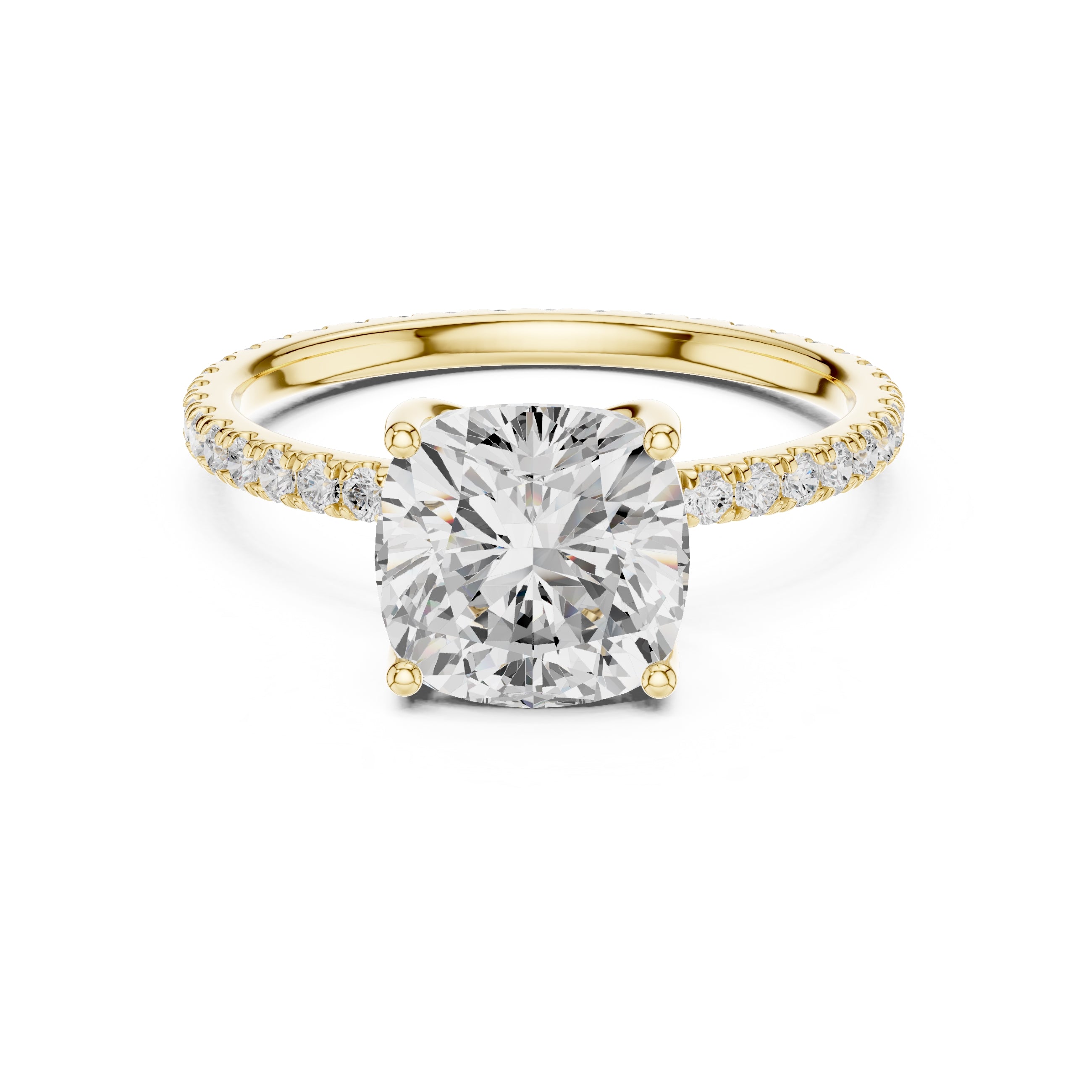 2.50 ct Petite Brilliance Ring 2.5ct Yellow Gold Cushion