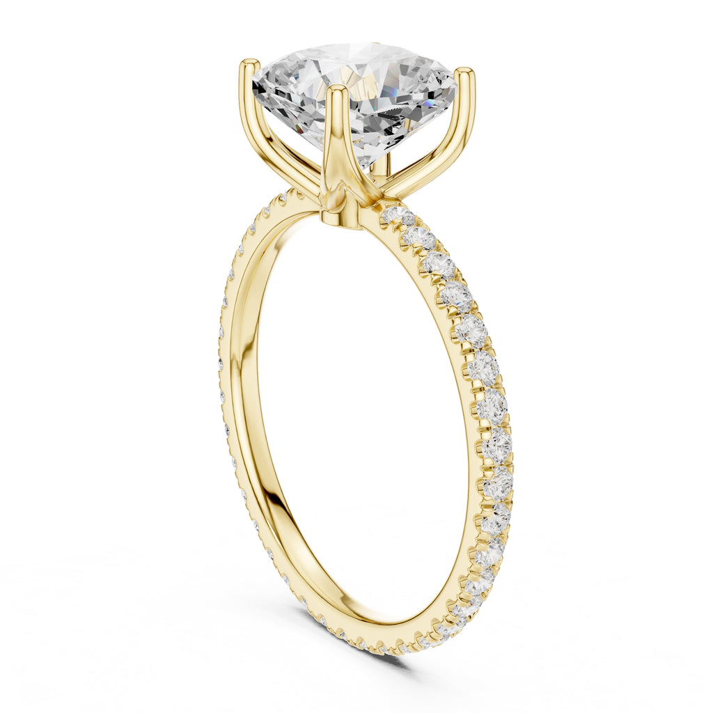2.50 ct Petite Brilliance Ring 2.5ct Yellow Gold Cushion