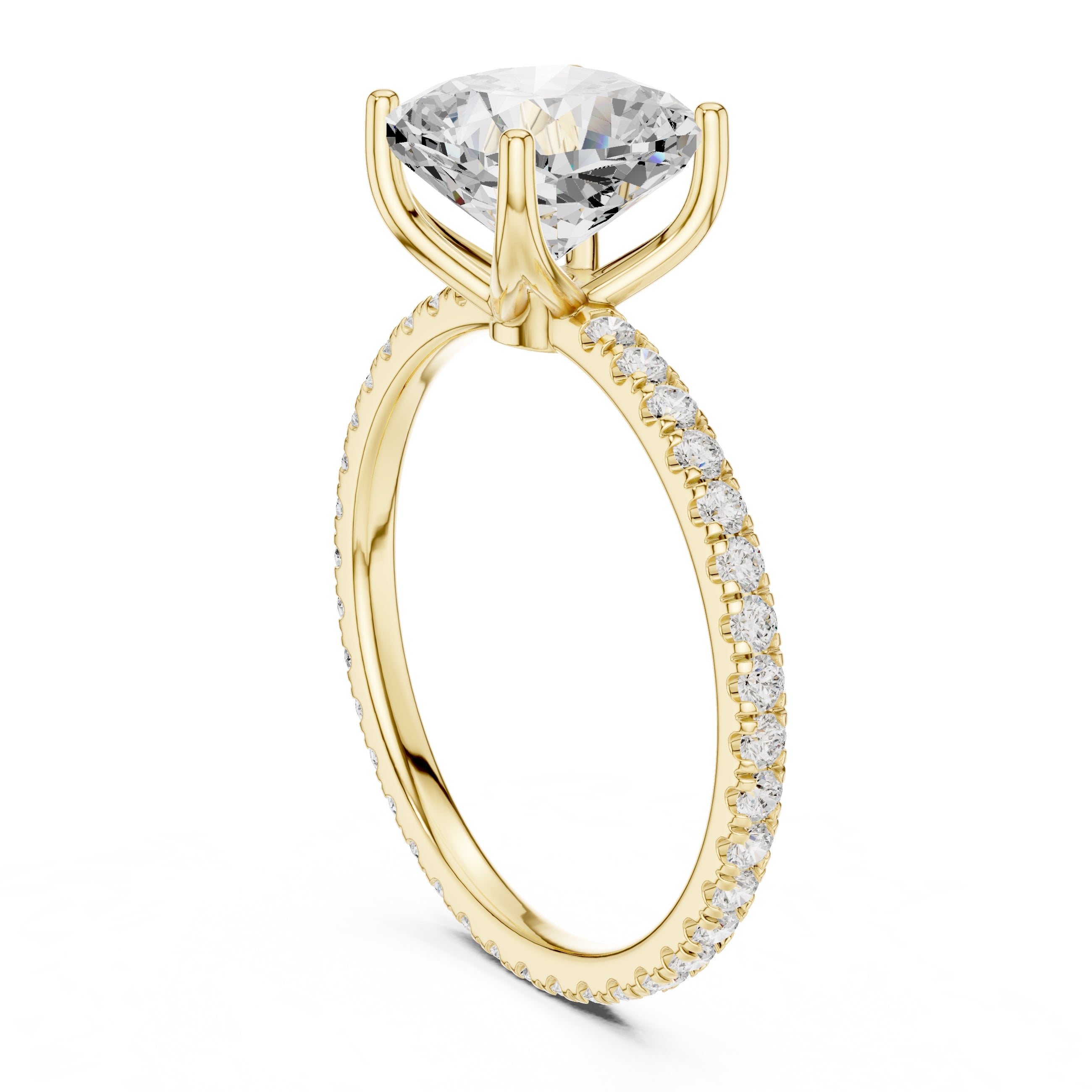 2.50 ct Petite Brilliance Ring 2.5ct Yellow Gold Cushion