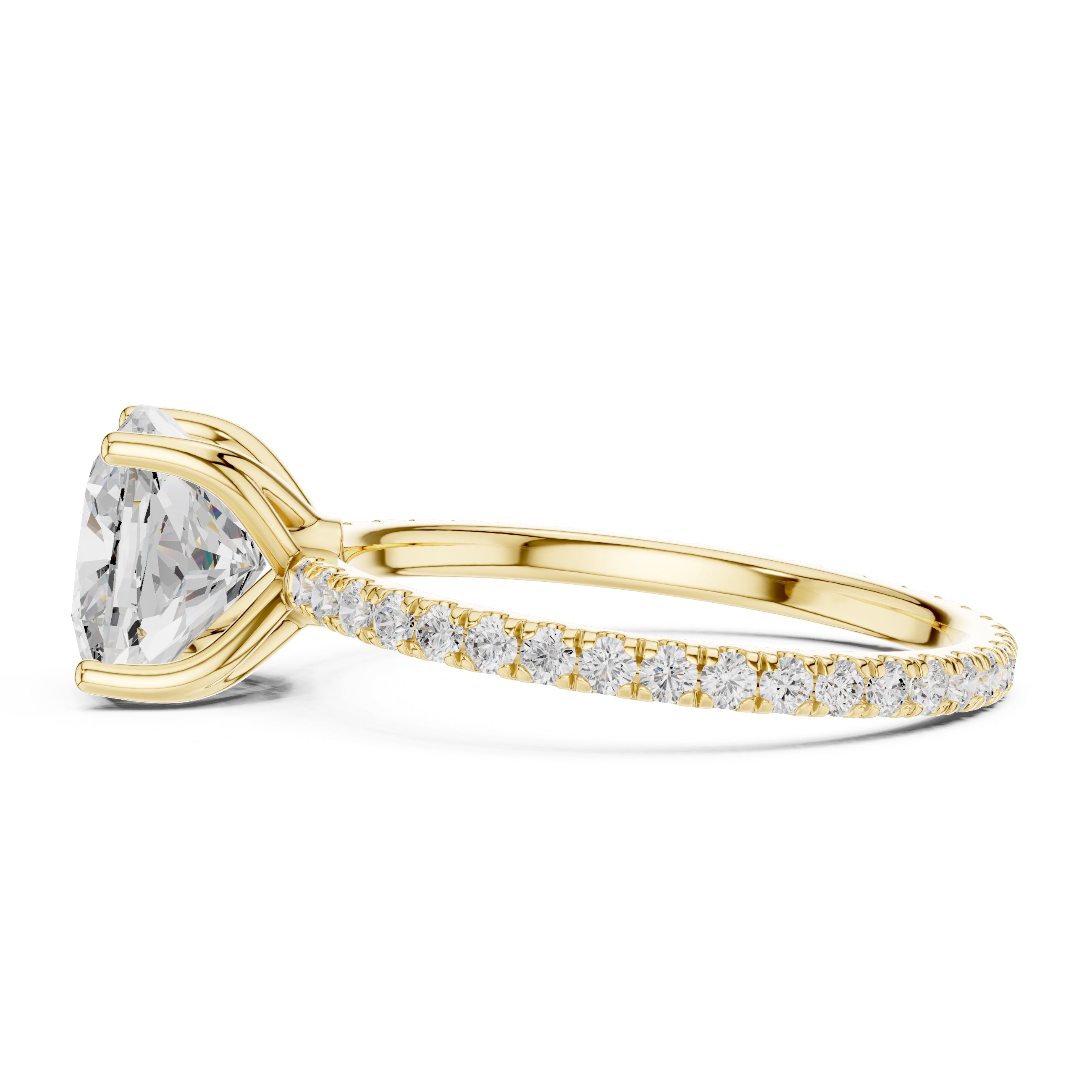2.50 ct Petite Brilliance Ring 2.5ct Yellow Gold Cushion