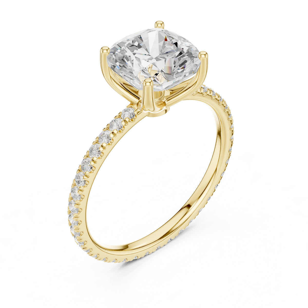 2.50 ct Petite Brilliance Ring 2.5ct Yellow Gold Cushion