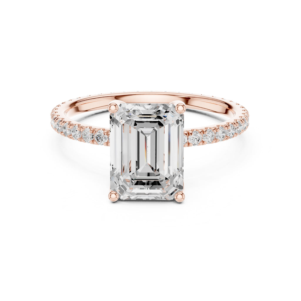 2.50 ct Petite Brilliance Ring 2.5ct Rose Gold Emerald