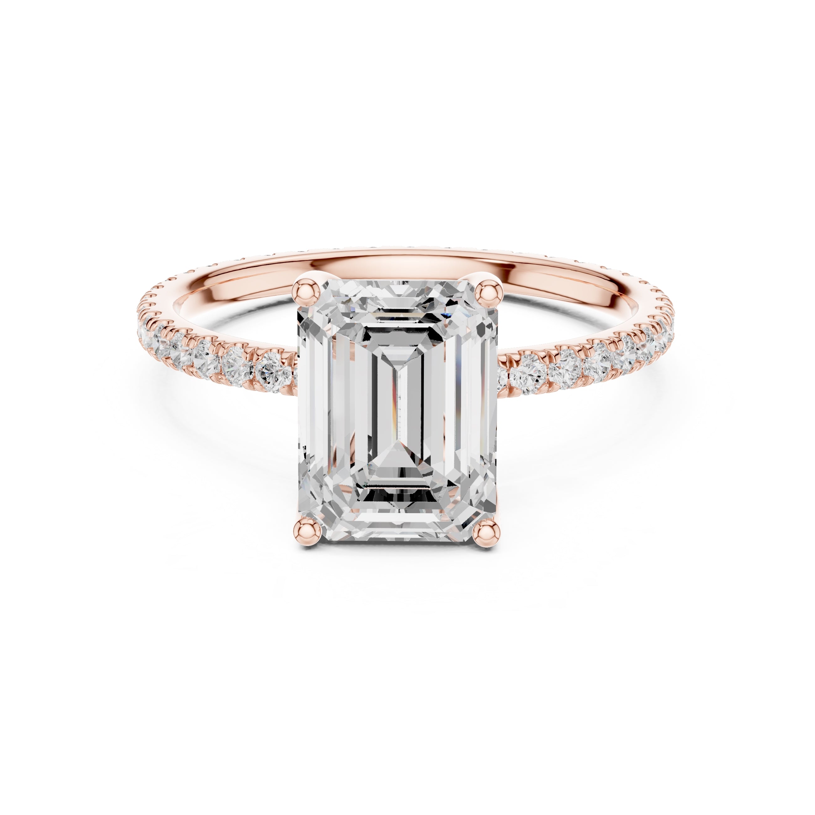 2.50 ct Petite Brilliance Ring 2.5ct Rose Gold Emerald