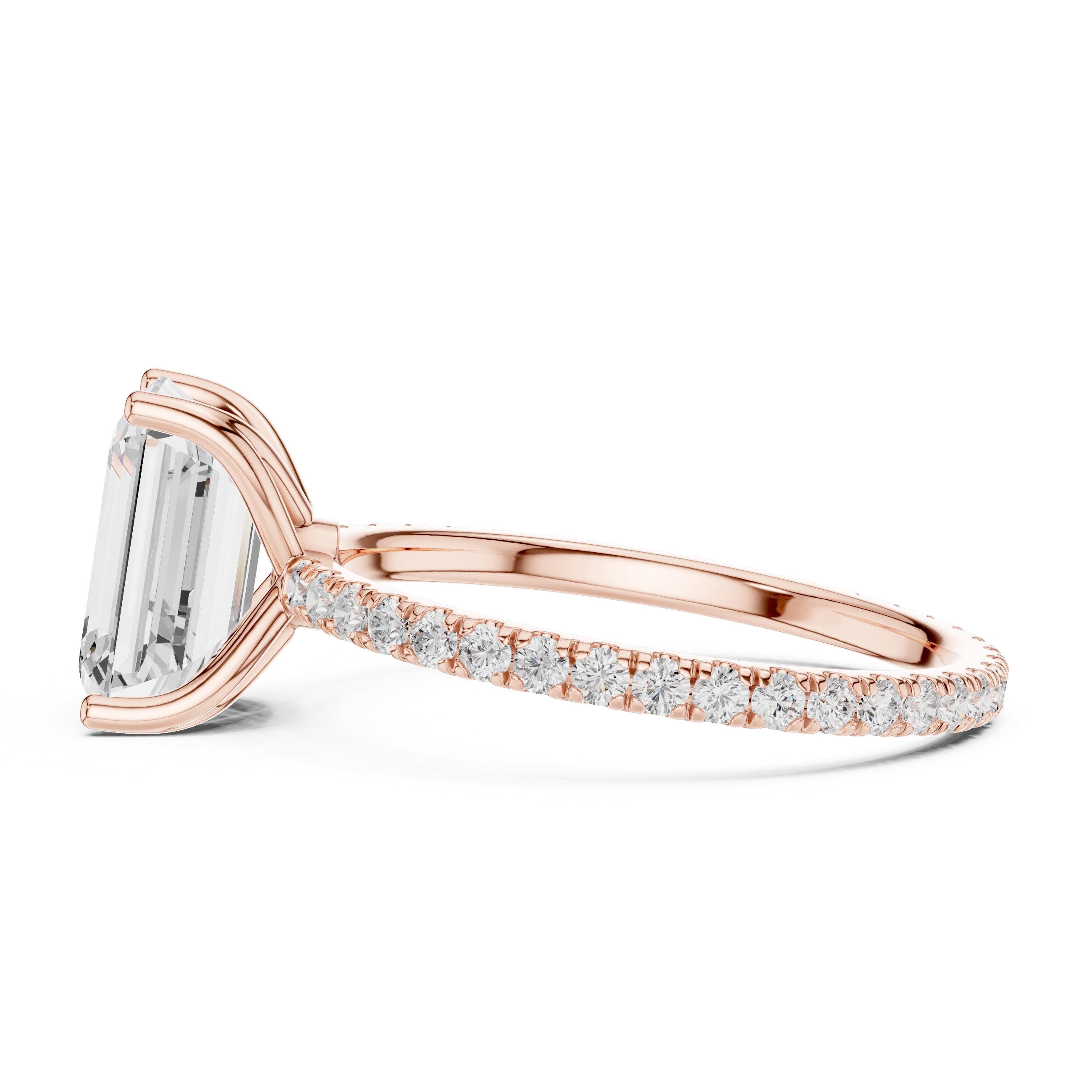 2.50 ct Petite Brilliance Ring 2.5ct Rose Gold Emerald