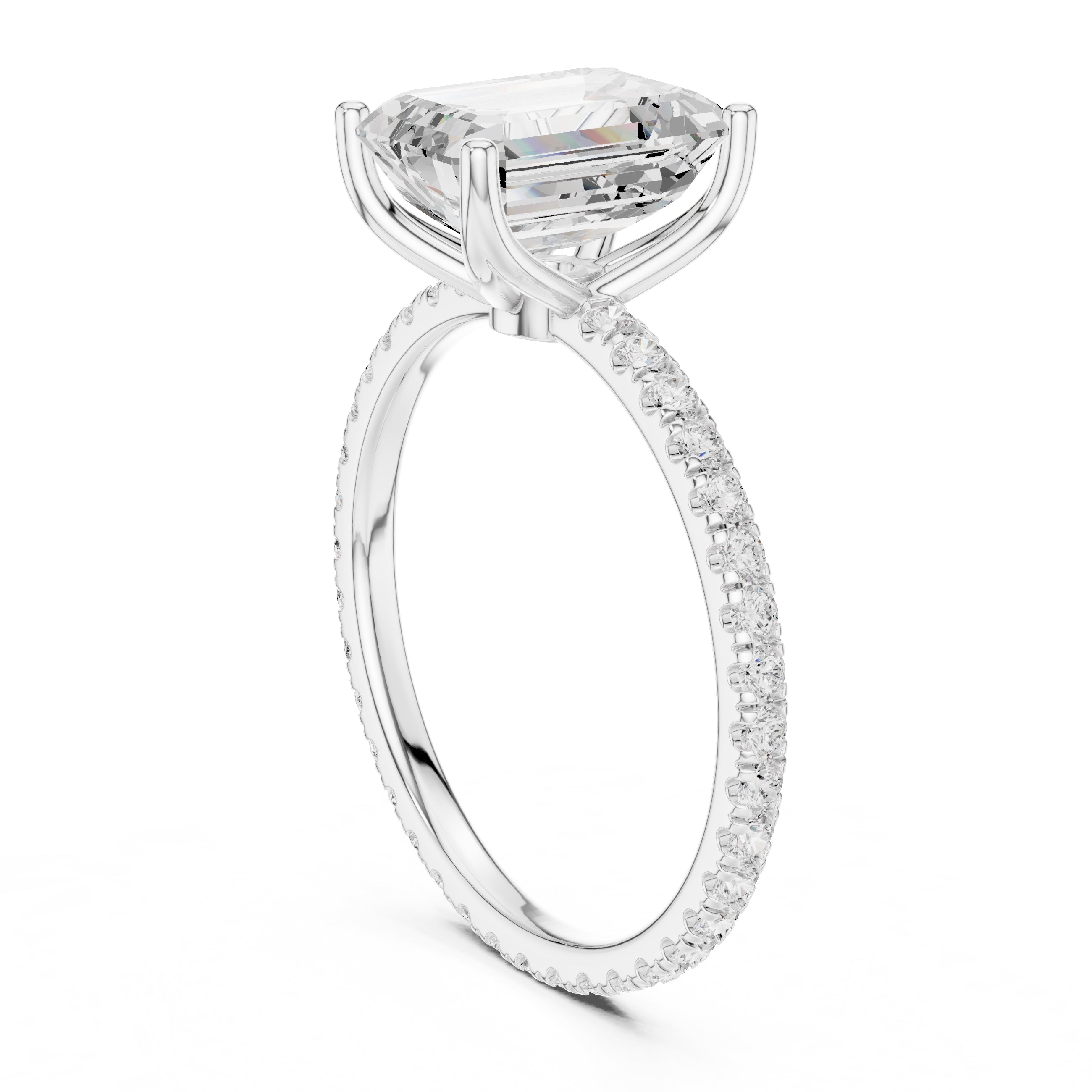 2.50 ct Petite Brilliance Ring 2.5ct White Gold Emerald