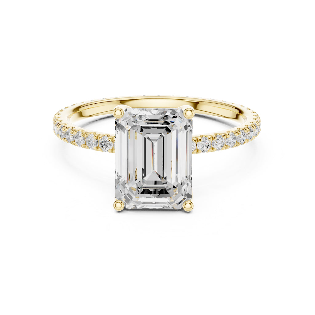 2.50 ct Petite Brilliance Ring 2.5ct Yellow Gold Emerald
