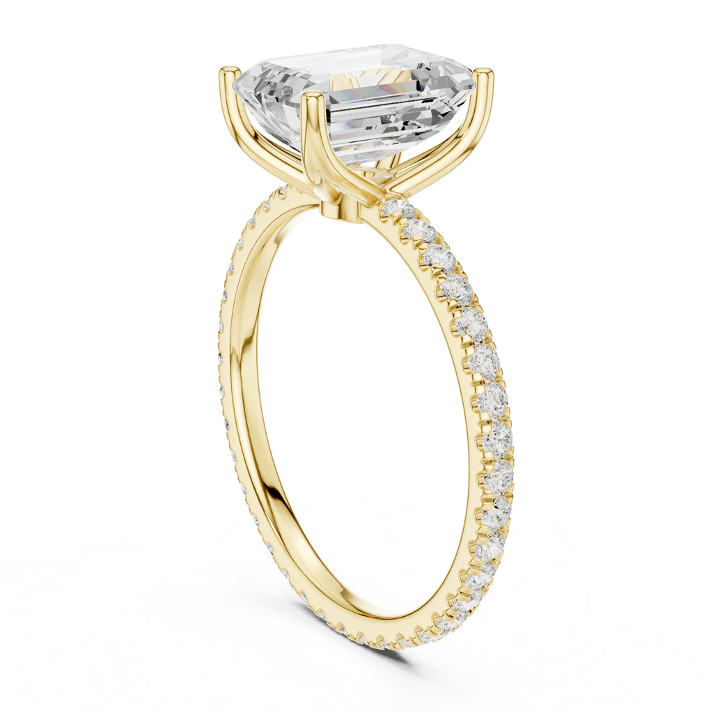 2.50 ct Petite Brilliance Ring 2.5ct Yellow Gold Emerald