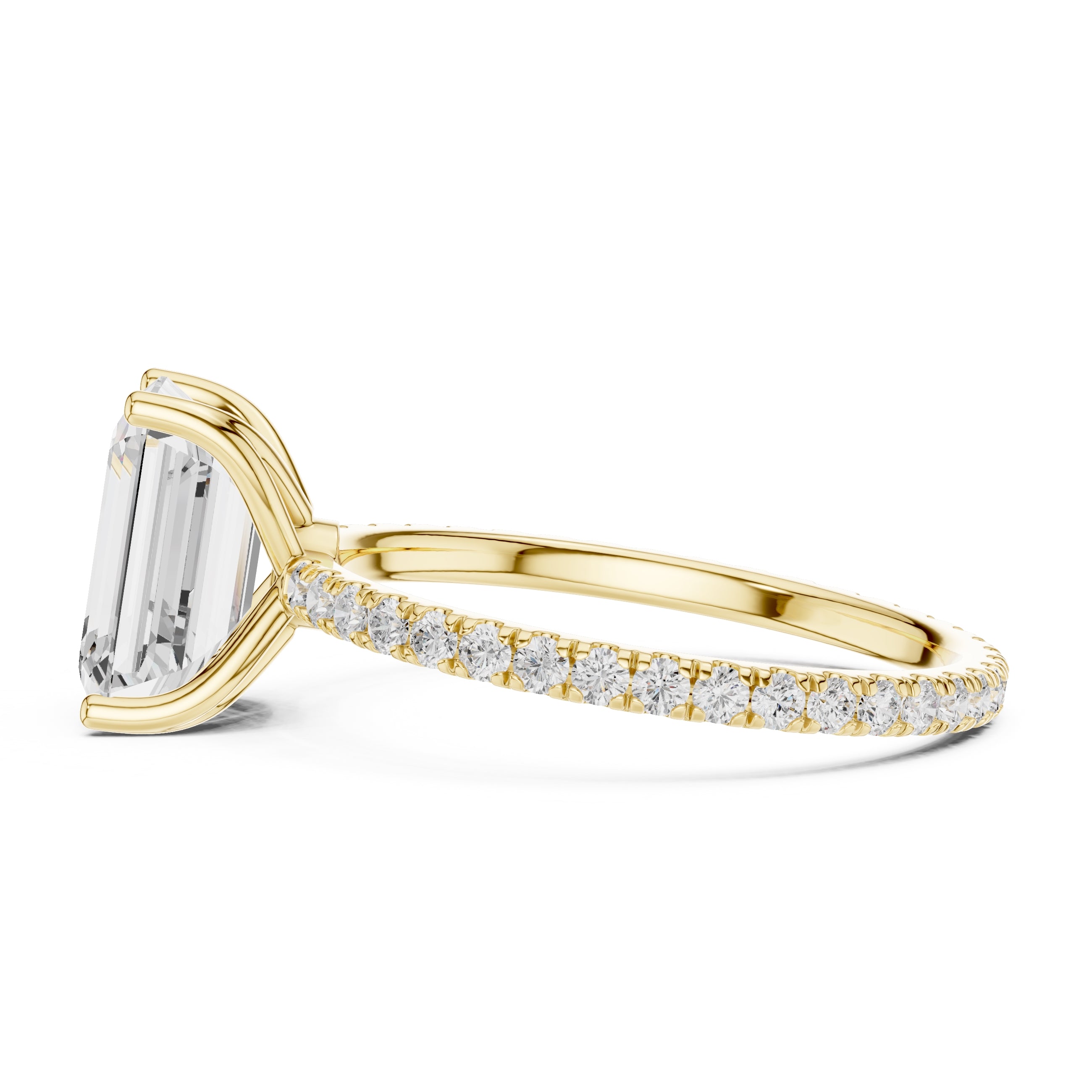 2.50 ct Petite Brilliance Ring 2.5ct Yellow Gold Emerald