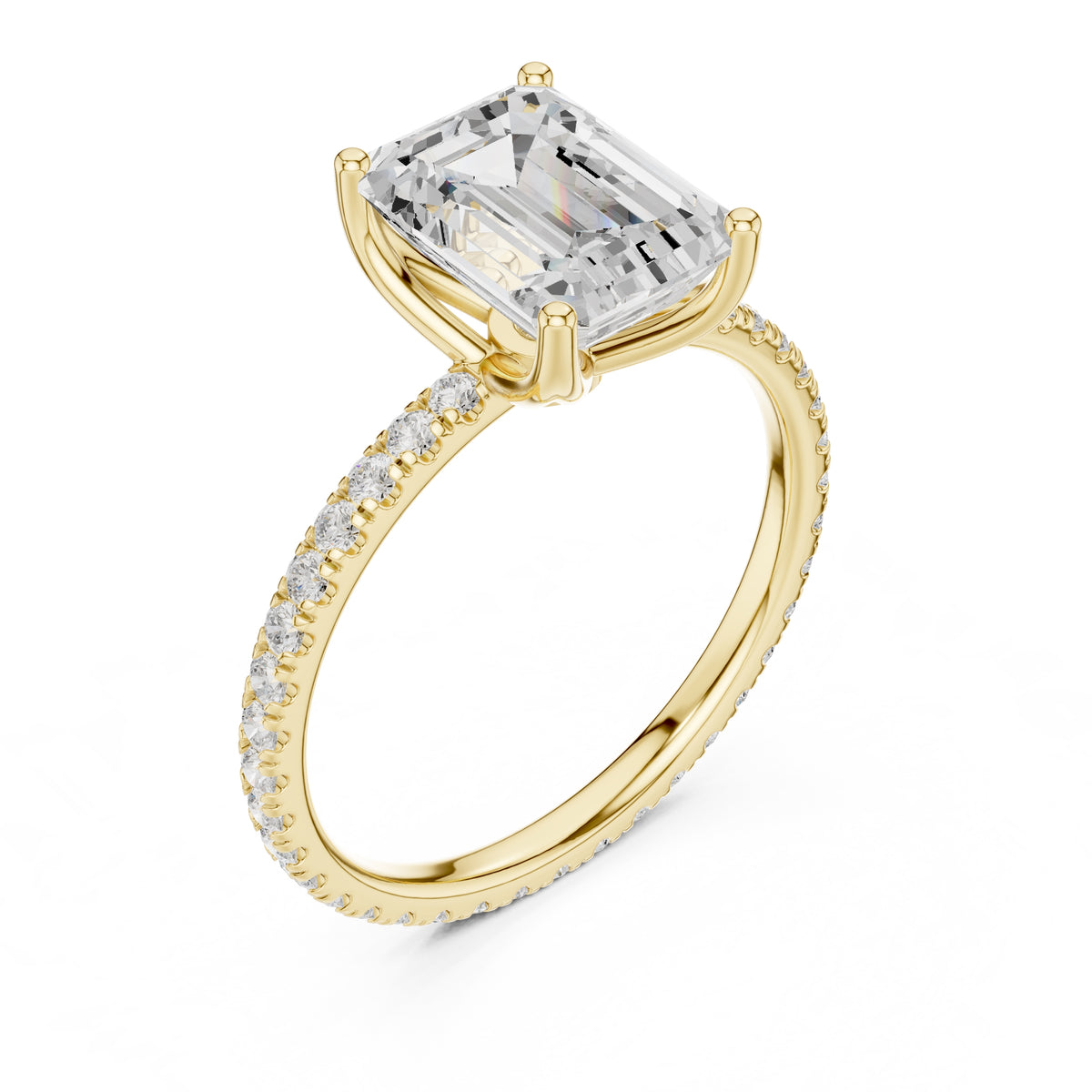 2.50 ct Petite Brilliance Ring 2.5ct Yellow Gold Emerald